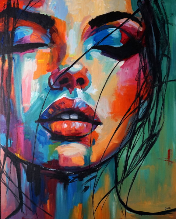 Malarstwo zatytułowany „Dream of Colors” autorstwa Stach, Oryginalna praca, Akryl Zamontowany na Drewniana rama noszy