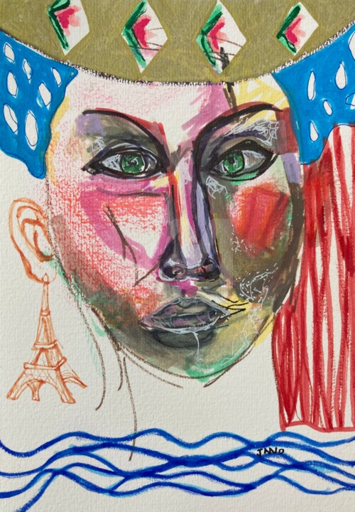 Zeichnungen mit dem Titel "Vive la France" von Jan O'Sullivan, Original-Kunstwerk, Acryl