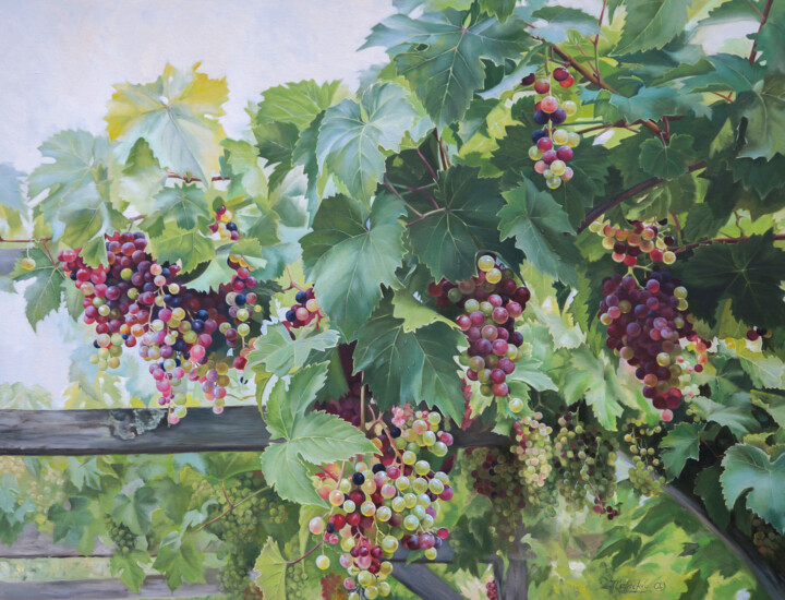 Painting titled "Chenonceau Vineyard…" by Lukian, Original Artwork, Oil