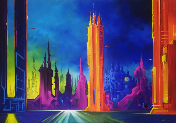 Peinture intitulée "The City of the AGE…" par Tayyar Özkan, Œuvre d'art originale, Acrylique