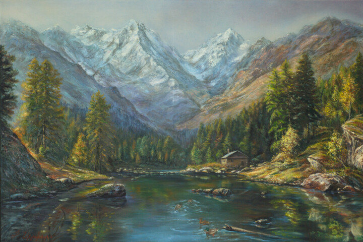 Картина под названием "Beautiful Mountain…" - Рита Цемкало, Подлинное произведение искусства, Масло