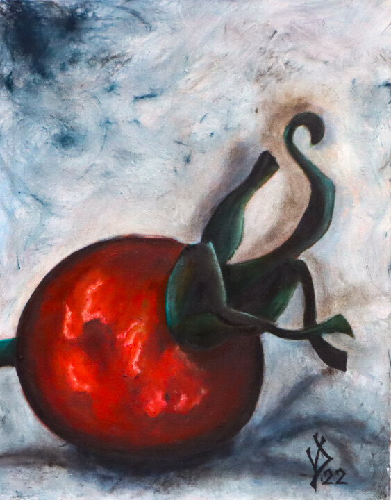 Painting titled "Rosehip" by Viktoria Dragon, Original Artwork, Oil