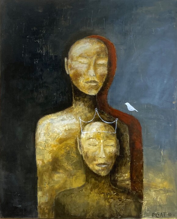 Malarstwo zatytułowany „L’Enfant Roi Rêve” autorstwa Picrate, Oryginalna praca, Akryl