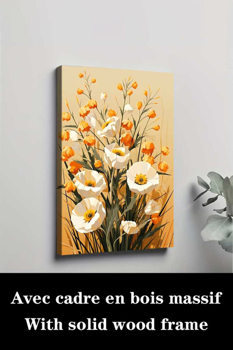 印花与版画 标题为“Orange And White Fl…” 由江华 梁, 原创艺术品, 喷墨 安装在木质担架架上