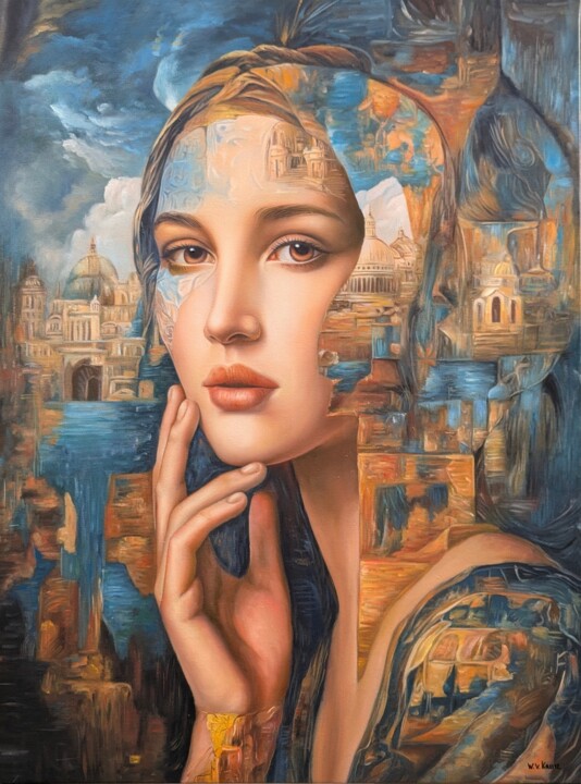 绘画 标题为“Au delà” 由Wilhem Von Kalisz, 原创艺术品, 油 安装在木质担架架上