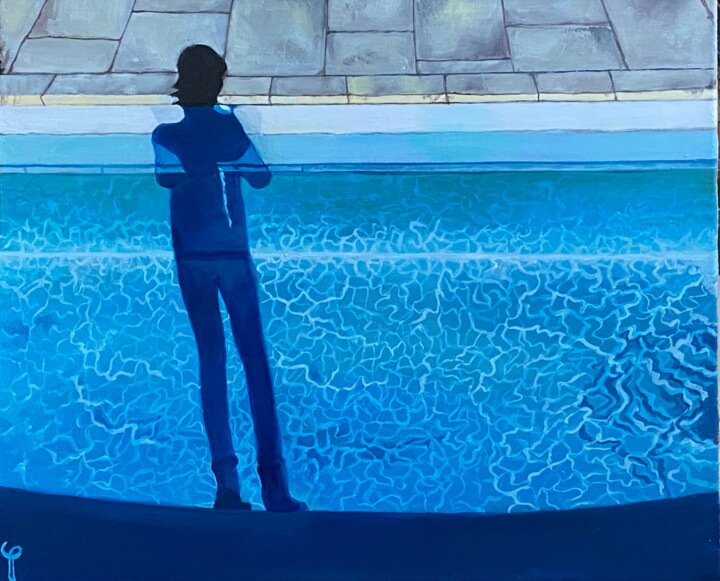 Painting titled "Fluid Shadow" by Sophie Duhem (Phi-Artiste-Peintre), Original Artwork, Oil Mounted on Wood Stretcher frame