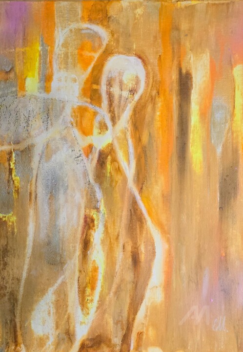 Malarstwo zatytułowany „Flow , two soul in…” autorstwa Ewa Mościszko, Oryginalna praca, Akryl