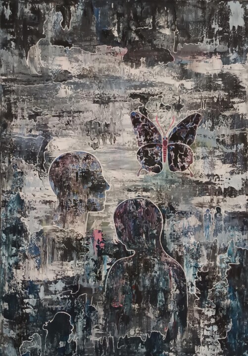 Painting titled "ΤΟ ΦΑΙΝΟΜΕΝΟ ΤΗΣ ΠΕ…" by Maria Karageorgiou, Original Artwork, Acrylic