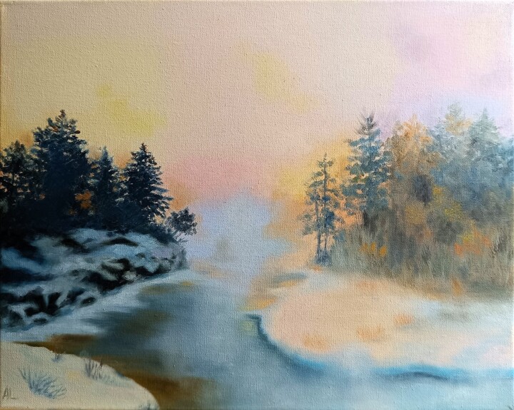 绘画 标题为“Mystery of the Morn…” 由Ljubov Ananina, 原创艺术品, 油 安装在木质担架架上