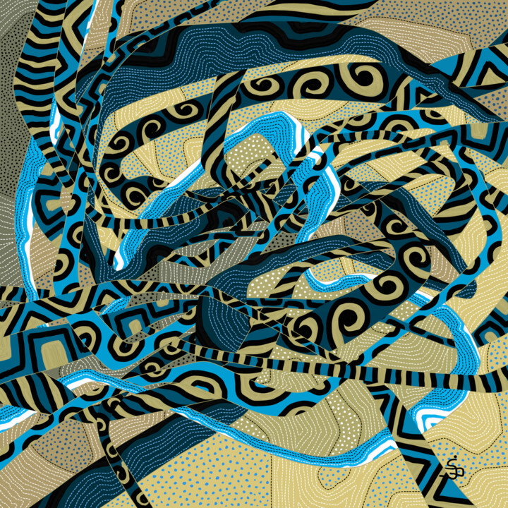 Grafika cyfrowa / sztuka generowana cyfrowo zatytułowany „Moibleu” autorstwa Sylvie Dessert (Syl), Oryginalna praca, Malarst…