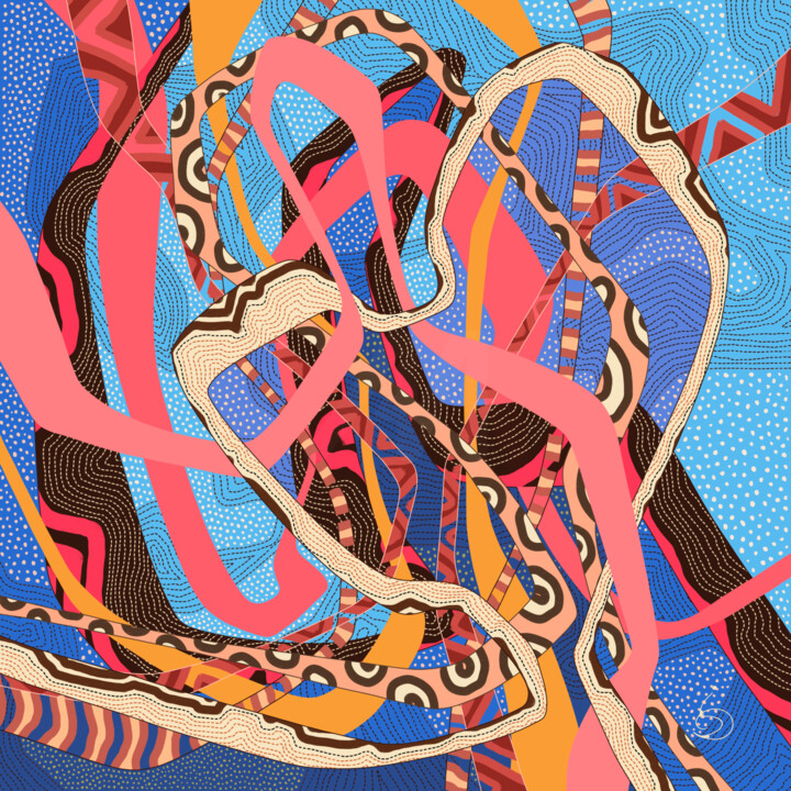 Grafika cyfrowa / sztuka generowana cyfrowo zatytułowany „Moirose” autorstwa Sylvie Dessert (Syl), Oryginalna praca, Malarst…