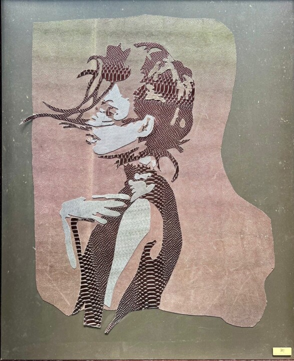 拼贴 标题为“Arogant Girl” 由Maartje Van Berkel, 原创艺术品, 拼贴 安装在木板上