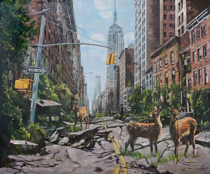 Malarstwo zatytułowany „Three hundred and e…” autorstwa Janusz Orzechowski, Oryginalna praca, Olej