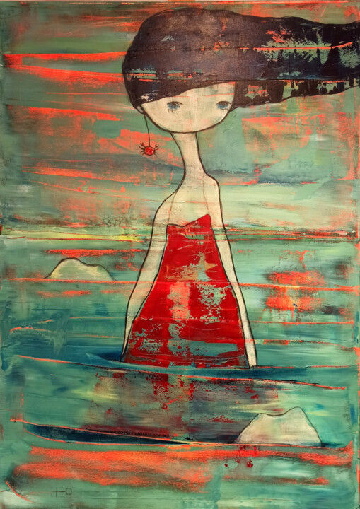 绘画 标题为“Deià” 由Eva Hidalgo, 原创艺术品, 丙烯 安装在木质担架架上