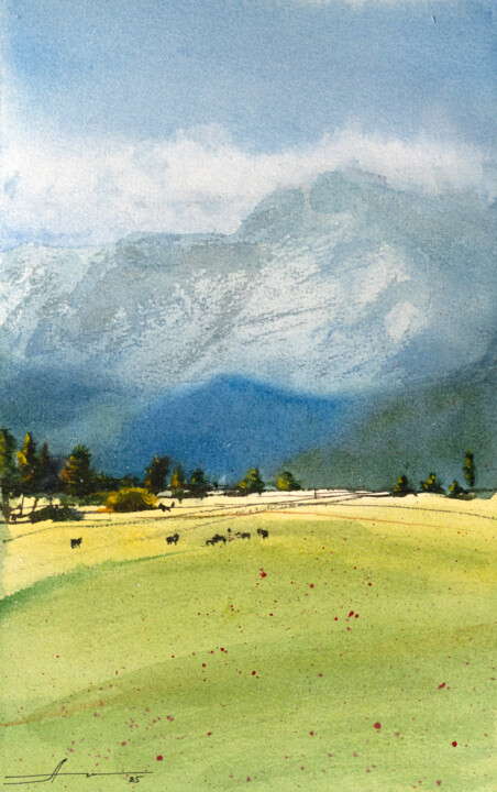 Painting titled "Morning Sun Over th…" by Alena Root, Original Artwork, Watercolor