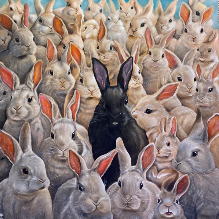 "The Ushi" başlıklı Tablo Amaxneva tarafından, Orijinal sanat, Petrol Ahşap Sedye çerçevesi üzerine monte edilmiş