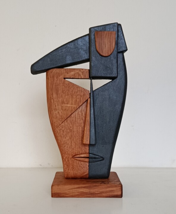 Γλυπτική με τίτλο "Berretti verdi" από Anna Beltrame A＋D Art, Αυθεντικά έργα τέχνης, Ξύλο