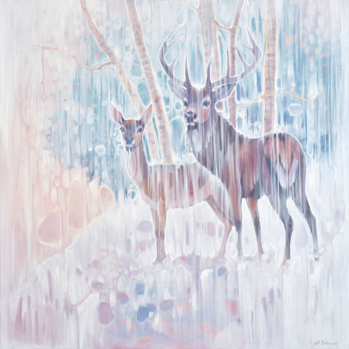 Pintura intitulada "The Winter Monarchs" por Gill Bustamante, Obras de arte originais, Óleo Montado em Armação em madeira