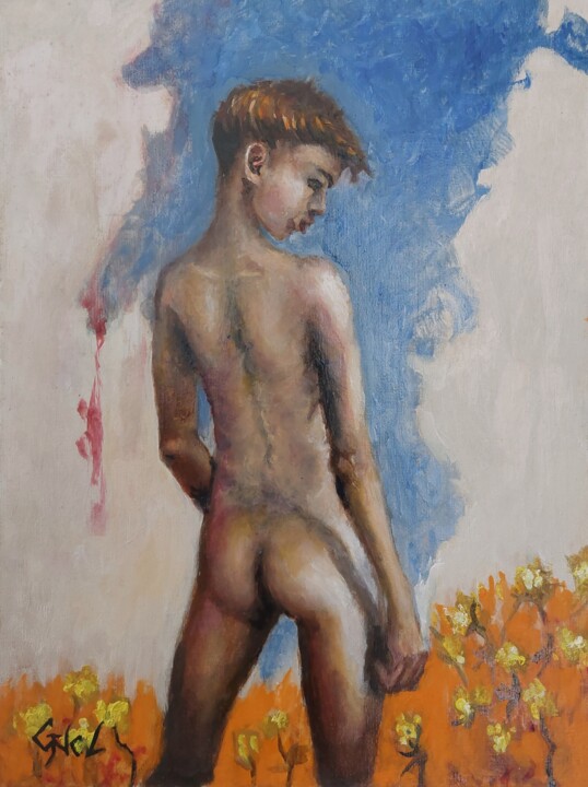 "Figure 404" başlıklı Tablo Giorgos Nicolaou (Gncl) tarafından, Orijinal sanat, Petrol Karton üzerine monte edilmiş