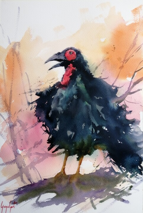 Pintura titulada "hornbill" por Giorgio Gosti, Obra de arte original, Acuarela