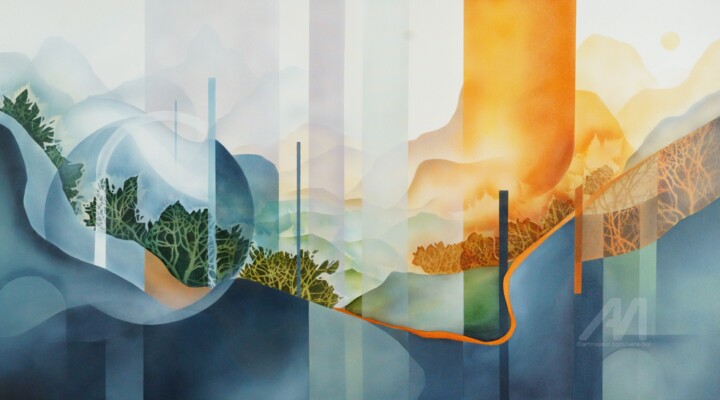 Картина под названием "“The Thread Between…" - Vera Hoi, Подлинное произведение искусства, Масло Установлен на Деревянная ра…