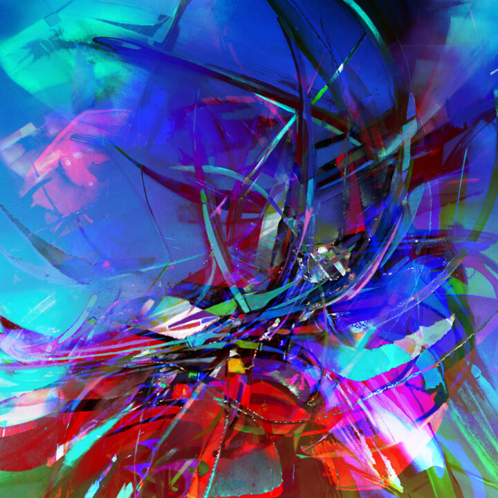 Grafika cyfrowa / sztuka generowana cyfrowo zatytułowany „MANÈGE (FÊTE FORAIN…” autorstwa Gérard Esquerre, Oryginalna praca,…