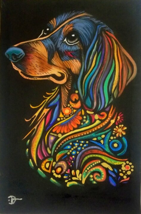 Painting titled "Portrait of Felicia…" by Antara Terrael, Original Artwork, Acrylic Mounted on Wood Panel