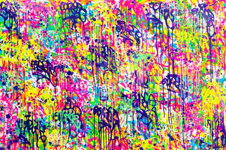 绘画 标题为“Street Art Abstract” 由Vincent Bardou, 原创艺术品, 丙烯 安装在木质担架架上