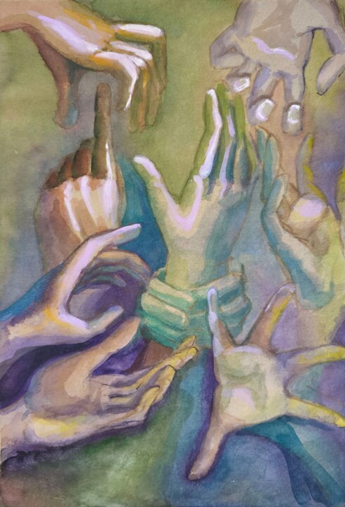 Drawing titled "Voice of the Moment" by Yana Dmitrieva, Original Artwork, Watercolor