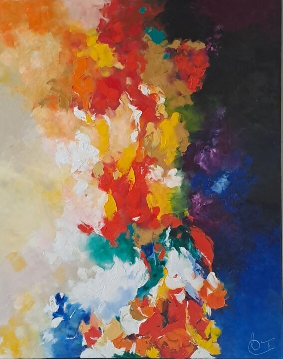 Malarstwo zatytułowany „Force intérieure” autorstwa Francoise Souriau, Oryginalna praca, Olej Zamontowany na Drewniana rama…