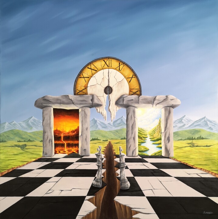 Malarstwo zatytułowany „Time No.20” autorstwa Asensir, Oryginalna praca, Akryl Zamontowany na Drewniana rama noszy