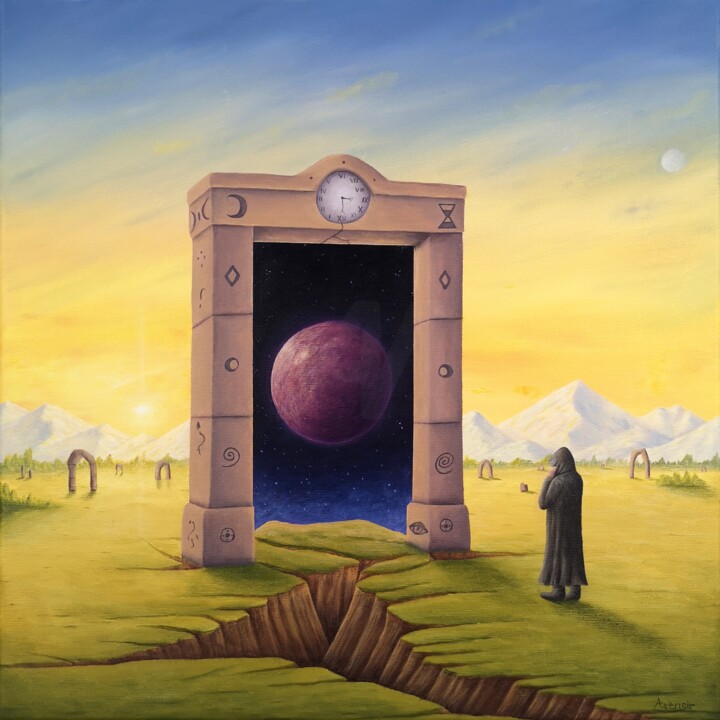 Malarstwo zatytułowany „"Planet X" / "Time"…” autorstwa Asensir, Oryginalna praca, Akryl Zamontowany na Drewniana rama noszy
