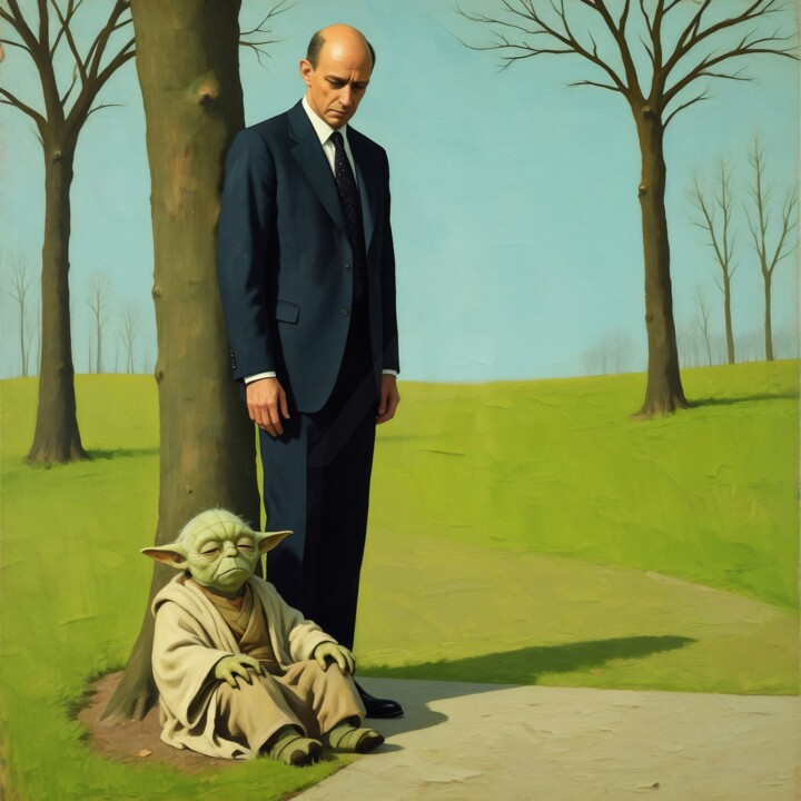 "Master Yoda's Tax A…" başlıklı Dijital Sanat Jean-Marie Gitard tarafından, Orijinal sanat, Dijital Kolaj Ahşap Sedye çerçev…