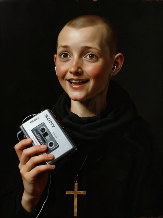 "Oh! My God!" başlıklı Dijital Sanat Jean-Marie Gitard tarafından, Orijinal sanat, Dijital Kolaj Ahşap Sedye çerçevesi üzeri…