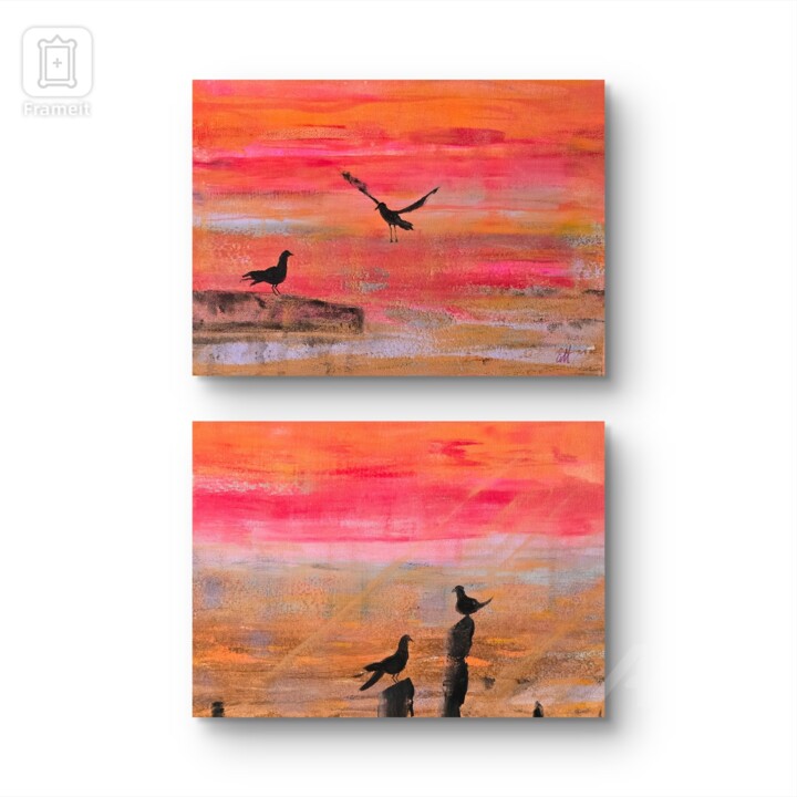 Malarstwo zatytułowany „Kompozycja prac na…” autorstwa Ewa Mościszko, Oryginalna praca, Akryl