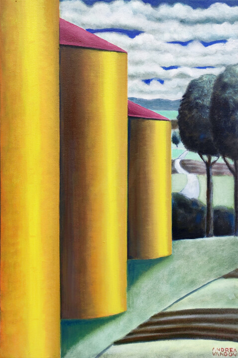 Painting titled "Piedmont - Italy - 4" by Andrea Vandoni, Original Artwork, Oil Mounted on Wood Stretcher frame