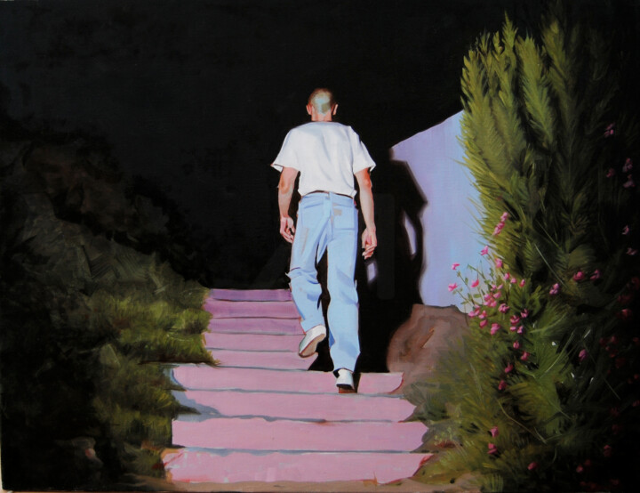 Peinture intitulée "La Escalera" par Daniel García, Œuvre d'art originale, Huile Monté sur Châssis en bois