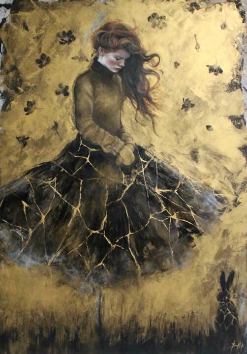 Pintura intitulada "The Rabbit's Wait" por Federica Belloli, Obras de arte originais, Acrílico Montado em Armação em madeira