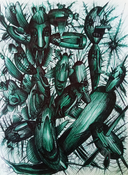 Desenho intitulada "Fico d'india I" por Mariaceleste Arena, Obras de arte originais, Canetac de aerossol