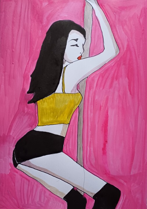 绘画 标题为“Dance for life” 由Ashton Knighting, 原创艺术品, 墨