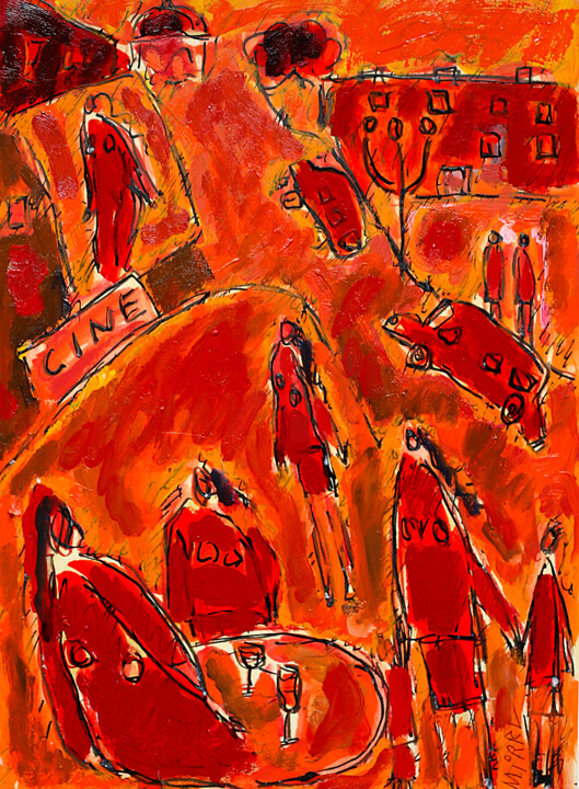 Painting titled "Cinecittà" by Jean Mirre, Original Artwork, Oil