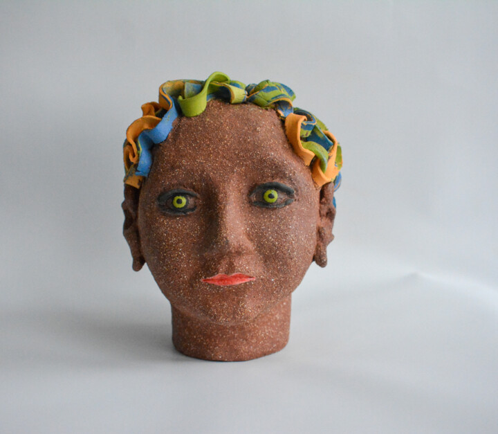 Sculpture titled "Woman with curls" by Olga Suvorova, Original Artwork, Clay
