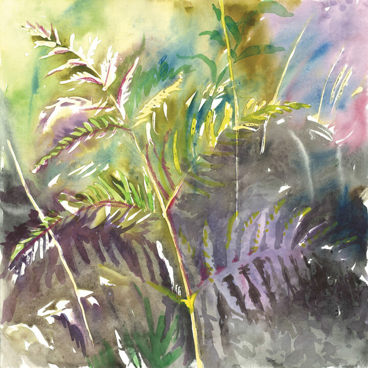 Malarstwo zatytułowany „Fern II” autorstwa Lena Skarus, Oryginalna praca, Akwarela
