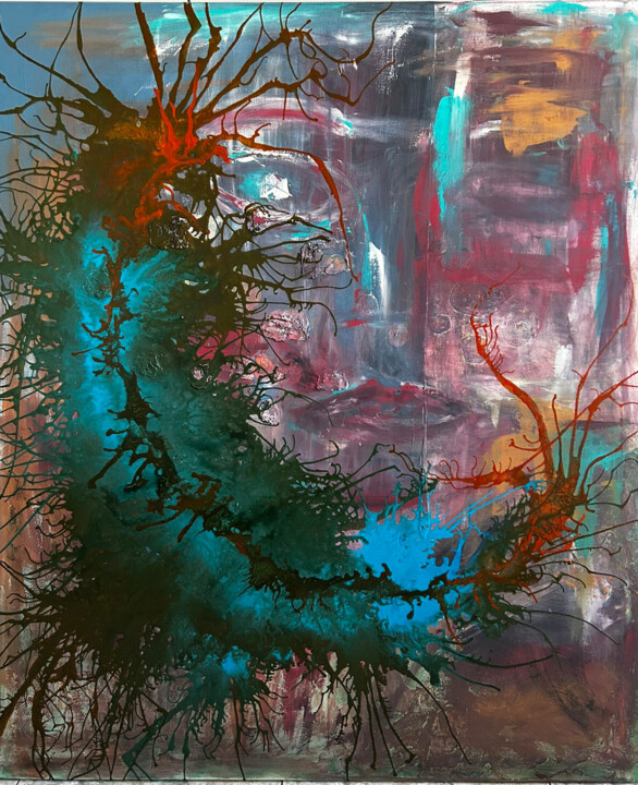 Schilderij getiteld "Hero" door Iliana Ovtcharova, Origineel Kunstwerk, Acryl Gemonteerd op Frame voor houten brancard