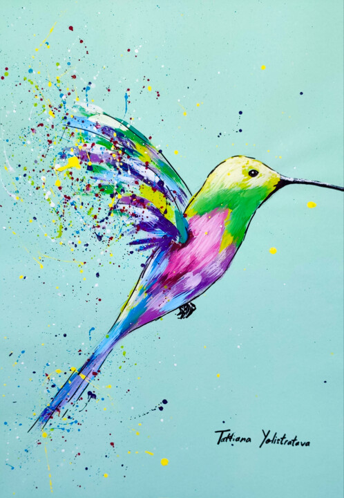 Painting titled "Weightless Heart." by Tatsiana Yelistratava, Original Artwork, Acrylic