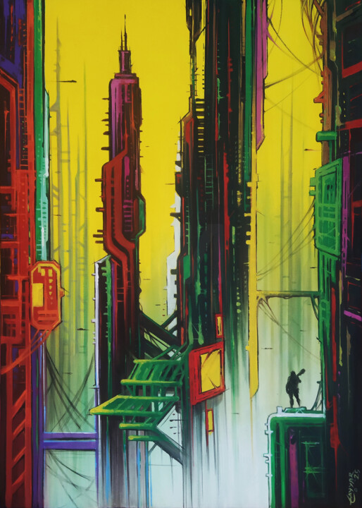 Peinture intitulée "The City" par Tayyar Özkan, Œuvre d'art originale, Acrylique