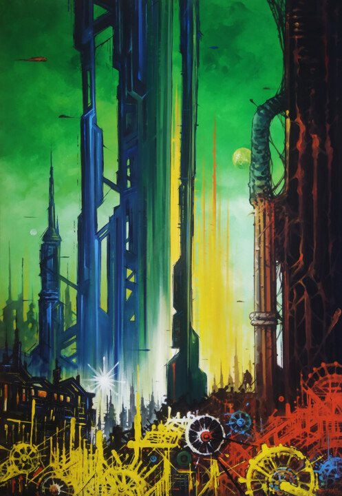 Peinture intitulée "The City-01" par Tayyar Özkan, Œuvre d'art originale, Acrylique