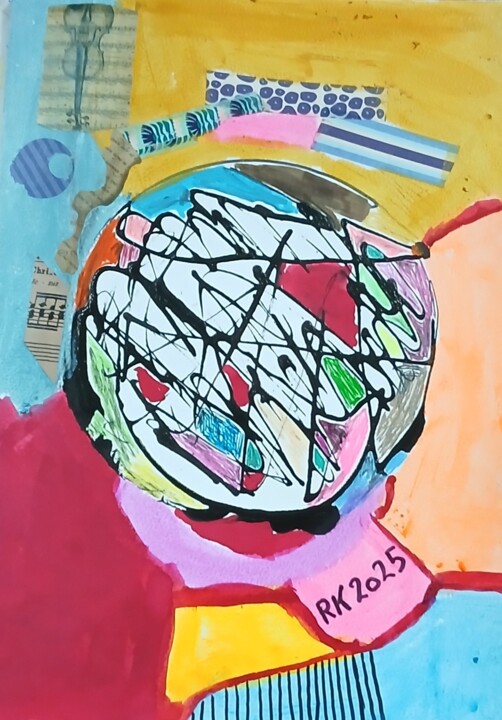 Ζωγραφική με τίτλο "Aardbol in kleur" από Ronnie Kolner, Αυθεντικά έργα τέχνης, Ψηφιακή εκτύπωση