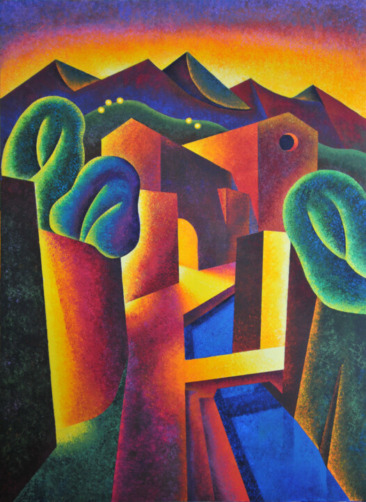 Pintura intitulada "E vien la sera" por Giancarlo Colombo, Obras de arte originais, Acrílico Montado em Armação em madeira