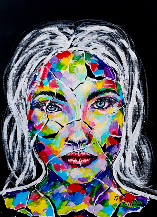 Painting titled "Unbroken in the Cra…" by Tatsiana Yelistratava, Original Artwork, Acrylic